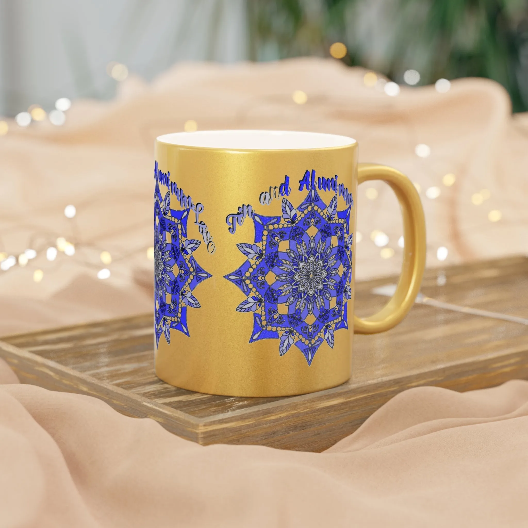 Hand Drawn Mandala Mug - Tin & Aluminum Anniversary Gift